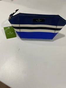Bolsa de perfume cosmético Kate Spade pequeña Eady Laurel Way a rayas azul blanco nueva con etiquetas - Imagen 1 de 12
