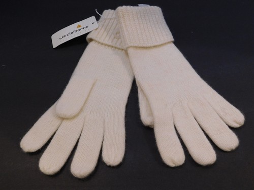 OFF WHITE GUANTI DA DONNA LIZ CLAIBORNE ABITO BIANCO AGNELLO LANA SENZA FODERATI TAGLIA UNICA