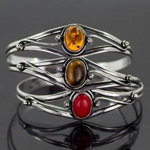 Brazalete de piedras preciosas multicolores para mujer lapislázui - Imagen 1 de 12