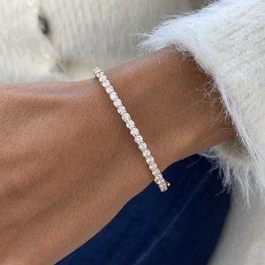 2.88 TCW Real 14K Rose Gold Round Lab-Grown Diamond Bangle Bracelet F/VS - Picture 1 of 7