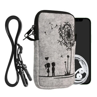 Custodia Feltro con Zip - Portacellulare a Tracolla - Porta Cellulare da Collo - Immagine 1 di 4