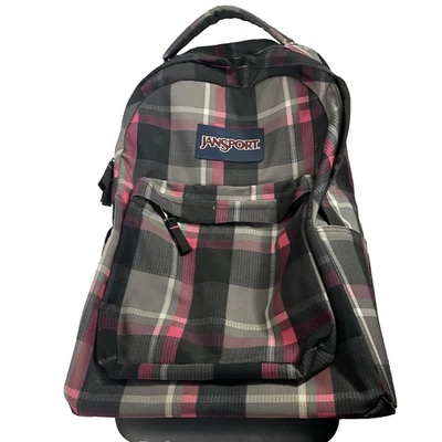 Mochila con ruedas JanSport THE9 rosa gris a cuadros bolsa escolar rodante equipaje Foto 1 de 4