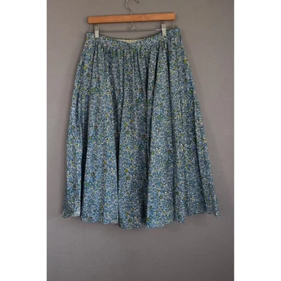 J. Crew Pleated Midi Skirt Medium Elastic Waist Boho Maxi Skirt Blooming Floral - Image 1 of 4