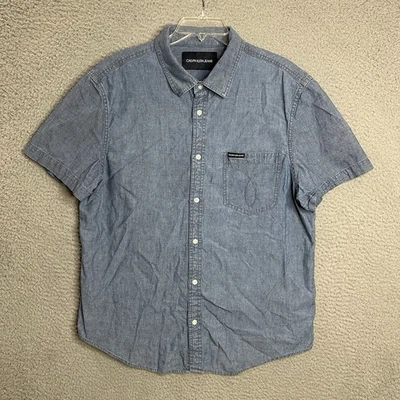 Calvin Klein Jeans Denim Long Sleeve Button Down Shirt Men's Size XL Chambray - Image 1 of 4