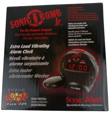 Sonic Alert Sonic Bomb Jr SBJ525SS Vibrating Alarm Clock With USB Charging  - Image 1 of 3