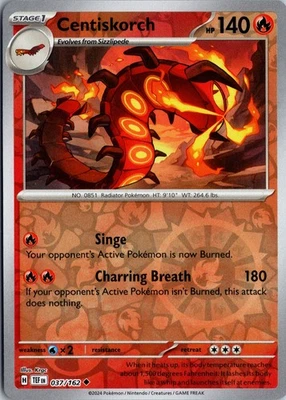 Centiskorch - SV05: Temporal Forces #037/162 Reverse Holo Uncommon - Image 1 of 2