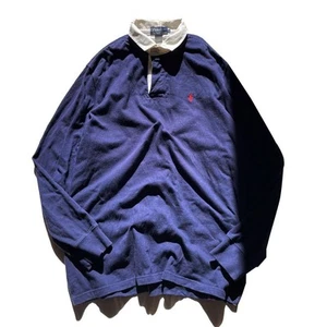 Polo by Ralph Lauren Navy Logo Embroidered Rugby Shirt LL - Picture 1 of 5