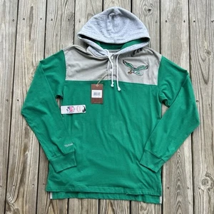 Mens Mitchell & Ness NFL Philadelphia Eagles Hooded Rugby Polo Green Medium $115 - Picture 1 of 11