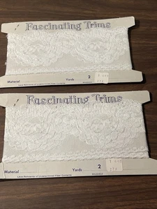 Vintage faszinierende Borten Blumen Spitze Bordüre weiß Posten 2 je zwei Yards Neu - Bild 1 von 5
