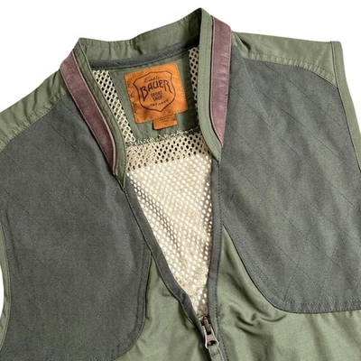 Eddie Baur Sport Shop Men Medium '12 Fishing Sportsman Vest Canvas Mesh Leather - Image 1 of 4