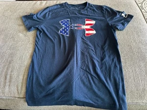 Under Armour Freedom Youth Large Blue flag t-shirt American Patriotic USA Tee UA - Picture 1 of 8