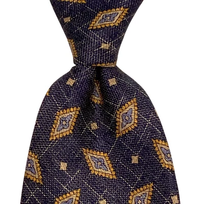 TOM JAMES Executive Collection Necktie Designer Geometric Blue/Gold/Beige EUC - Image 1 of 3