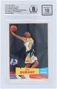 Kevin Durant Supersonics Signed 2007-08 Topps Series 1 57-58 BAS 10 Rookie Card - Picture 1 of 2
