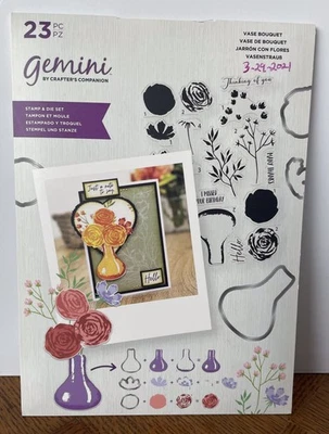 Juego de estampillas y troqueles de capa de fotopolímero “Jarrón Ramo” de Crafters Companion (23 piezas) Foto 1 de 2