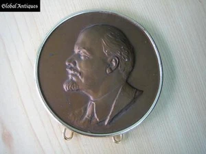 ANTIQUE METAL BAS RELIEF PORTRAIT №117694 OF V.I. LENIN - Picture 1 of 5