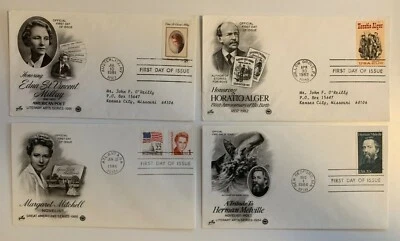 (7) FDC AUTHORS  Melville Millary Mitchell Dorothy Parker Lippmann ARTCRAFT - Image 1 of 2