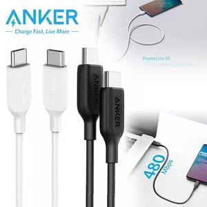 Anker 10ft USB C to USB C Charging Cable Fast Charge for iPhone Samsung (2-Pack) - Picture 1 of 4