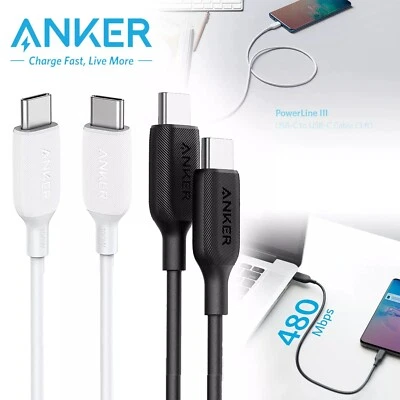 Anker 10ft USB C to USB C Charging Cable Fast Charge for iPhone Samsung (2-Pack) - Image 1 of 2