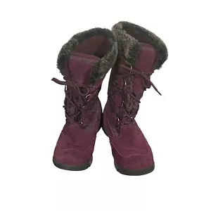 Lands 'End lila Pflaume Wildleder Kunstfell Winter Schnee Schnürstiefel Größe 8,5 - Bild 1 von 11