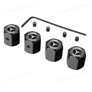4 x tapones Mercedes Benz antirrobo válvula de neumáticos rueda llanta negros - Picture 1 of 1