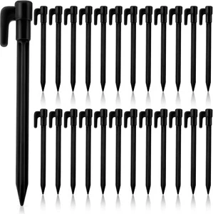 24 Pack Plastic Tent Pegs Garden Landscape 6" Anchoring Stakes for Tents Tarps + - Picture 1 of 7