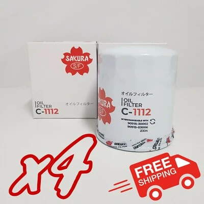 4x Pack of Sakura C-1112 Oil Filters - Equivalent of Ryco Z334 & Wesfil WZ334 - image 1 of 2