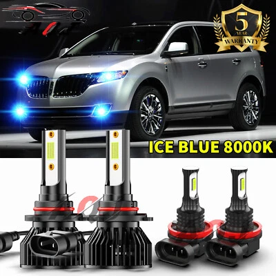 For Lincoln MKX 2011-2015 blue Combo 4X LED Headlight High/Lo + Fog Light Bulbs - Изображение 1 из 4
