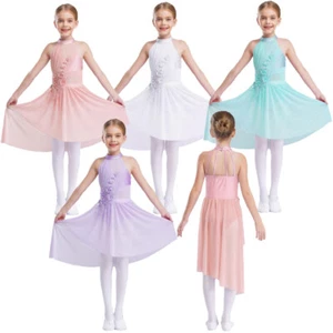 Kids Girls Skirt Asymmetrical Dress Rhinestones Dancewear Delicate Dance Shiny - Bild 1 von 40