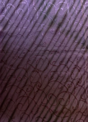 2 1/4 yds x 40” Purple Hand Dyed Silk Fabric Dark Purple Diagonal Stripe Scroll - Image 1 of 4