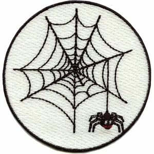 Glow In The Dark Spider Web Iron On Embroidered Patch - Picture 1 of 2