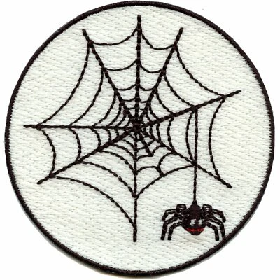 Glow In The Dark Spider Web Iron On Embroidered Patch - Image 1 of 2