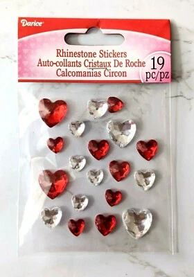 Pegatinas corazón diamantes de imitación rojo transparente decoración álbum de recortes artes artesanales 3D 19 piezas Foto 1 de 2