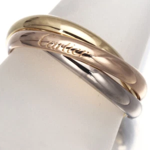 Auth Cartier Ring Trinity 3color SM EU58 18K 750 Yellow White Rose Gold - Picture 1 of 4