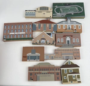 Lot of 11 Cats Meow Village  1990's Stadium, Hospital , Depot, Library, church - Picture 1 of 15