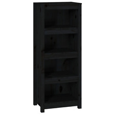 Black Solid Wood Pine Book Cabinet - 50x35x125.5 cm