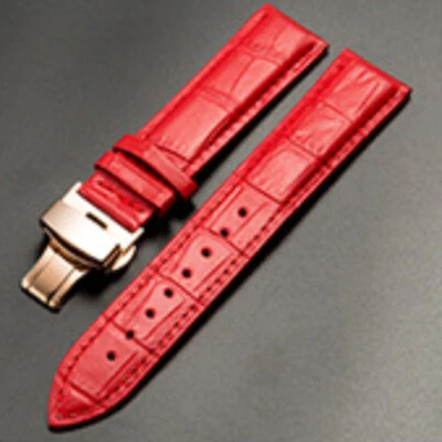 High Quality Cowhide Genuine Leather Watch Straps Butterfly Clasp Band 12-24mm - Image 1 of 4