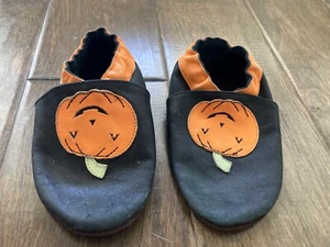 Shoofoo toddler 18-24m Halloween Jack o'Lantern pumpkin leather bootie slippers - Picture 1 of 7