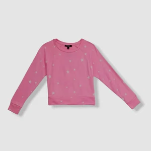 $80 Flowers By Zoe Girl’s Pink Star-Print Mini Star Pullover Sweater Size L - Picture 1 of 3