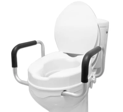 PEPE Mobility - Raised Toilet Seat with Handles (4 Inch), Riser for Elderly, Dis