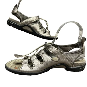 Ecco Jab Toggle Pewter/Silver Strappy Open Toe Comfort Sandal Womens 38 US 7-7.5 - Picture 1 of 13