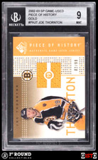 POP 1: Joe Thornton BGS 9: 2002-03 SP Game Used Piece of History Gold Gisto /99