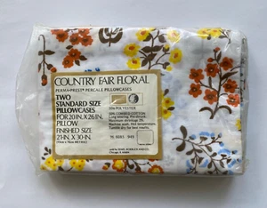 NEW Vintage Sears Country Fair Floral 2 Pillowcases Standard Percale 50/50 - Picture 1 of 2