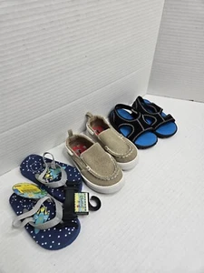 Lot Boy's Toddler Shoe Size 5 Sandals Boat Loafer Tan Blue Flip Flop Brown Black - Picture 1 of 8