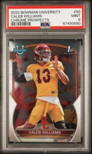 Caleb Williams 2022 Bowman University Chrome Prospects #50 PSA 9 - Imagen 1 de 2