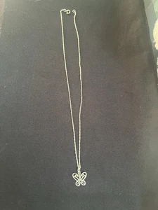Vtg Sterling Butterfly Pendant Necklace 18" Long 3 Gr - Picture 1 of 5