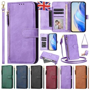 For Samsung Galaxy S24 FE S23 S22 S25 ZIP Wallet Case Flip Leather Cover Strap - Picture 1 of 16