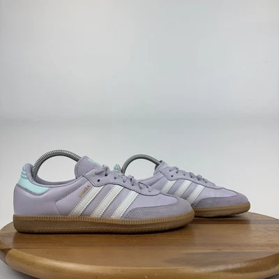 Big Kids Adidas Samba OG J Silver Dawn Aqua Casual Sneakers Shoes Size 6 Y GUC - Image 1 of 4