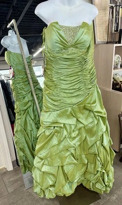 Flirt Maggie Sottero  Size 12 beaded Gown Dress Lace up back Green sequins - Image 1 of 4