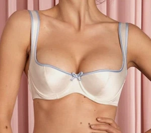 Agent Provocateur 36A demi bra & thong white satin bridal Nikita Nicky vintage - Picture 1 of 5