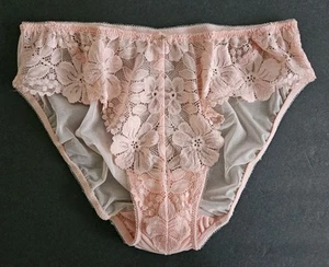 Vtg Victoria’s Secret Baby Pink Panties Medium Lace Sheer NEW Mesh Full Coverage - Picture 1 of 10